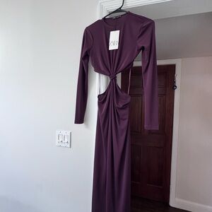 Zara Deep Purple Long Sleeve Dress